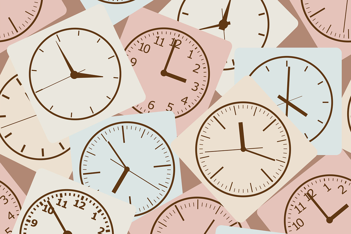 Seamless vector background. Clock., a Decorative Illustration by katykin (Photo 3 of 4)