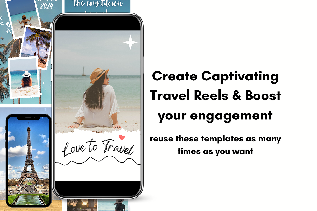 Travel Instagram Reels Templates, a Design Template by GraphiCarola (Photo 4 of 8)