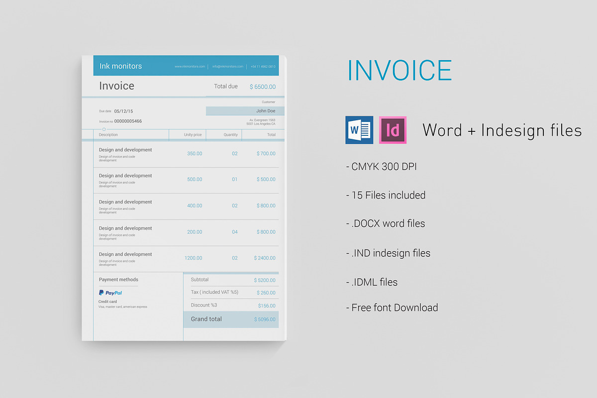 Simple Invoice, a Stationery Template by Adam Raber (Photo 1 of 4)