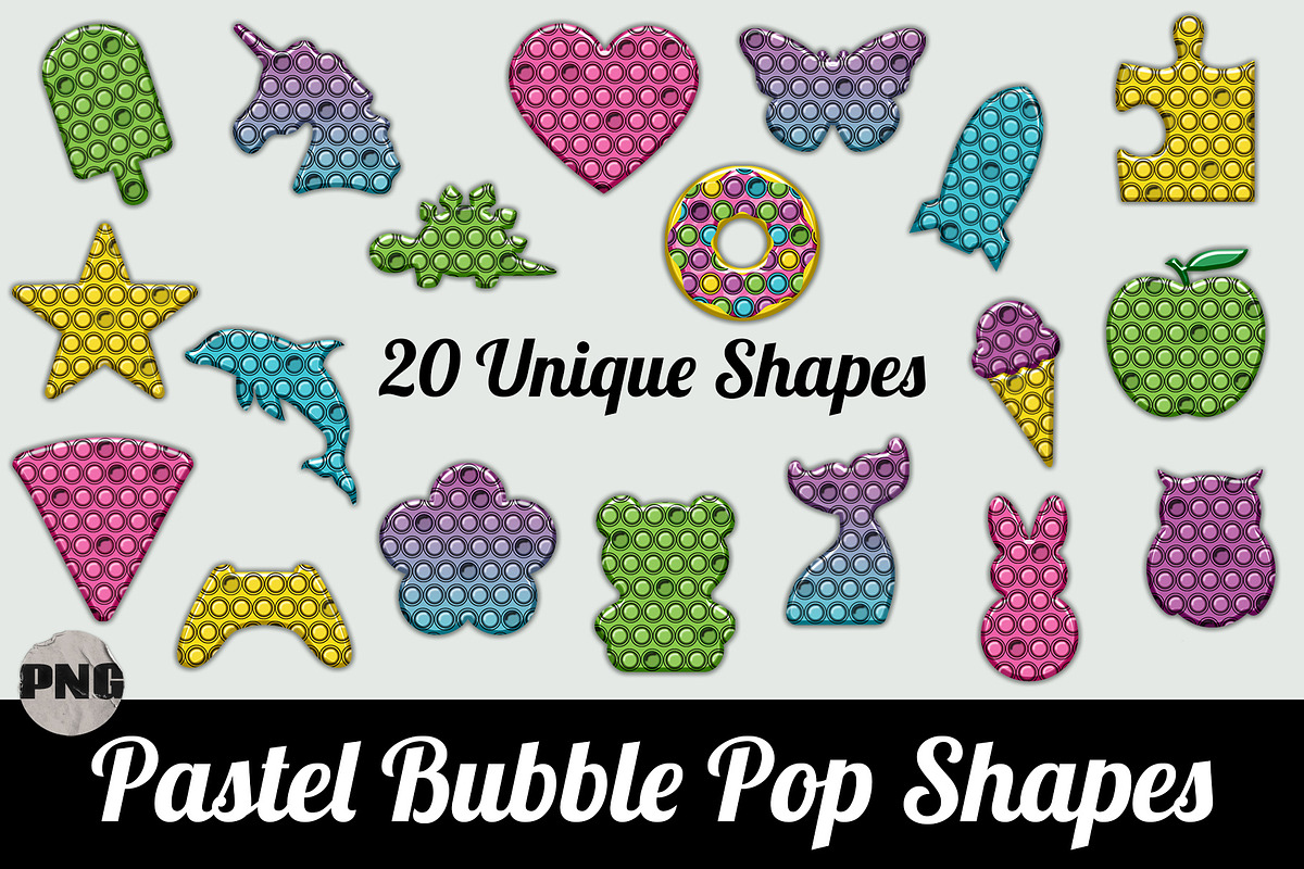 Pastel Bubble Pop Shapes PNG Set, an Object Graphic by AlexandHer Digital Art (Photo 1 of 5)