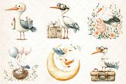 Stork Baby Delivery Clipart, an Illustration by DreamCafeArt (Thumbnail 4 of 7)