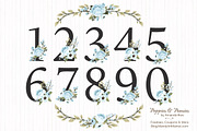 Soft Blue Floral Number Vectors, an Illustration by Amanda Ilkov (Thumbnail 1 of 5)