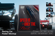 Racing Car Poster Mockup, an Advertising Mockup by herutage (Thumbnail 1 of 4)