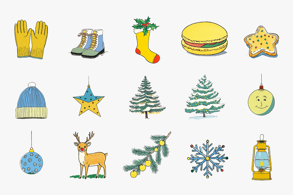 Cute Yellow Christmas Clipart, an Illustration by CreationArt (Photo 3 of 6)