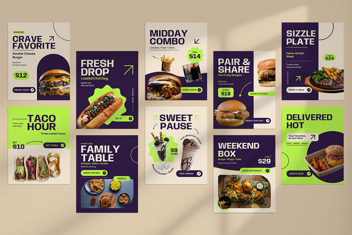 Food Promotion Instagram Post Pack, a Social Media Template by Pitchlook.Studio (Photo 2 of 3)