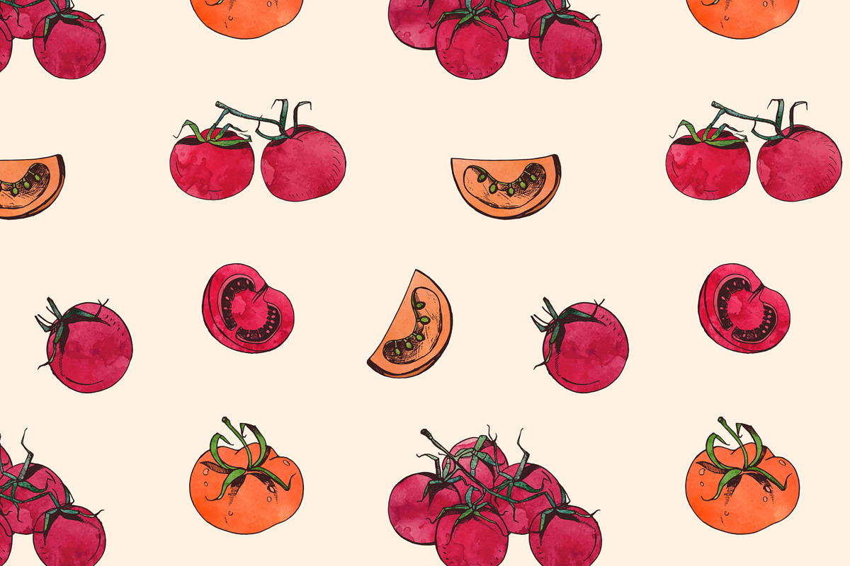 Seamless pattern with tomatoes, a Pattern Graphic by Good Studio (Photo 2 of 9)