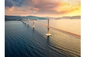 Aerial view of modern Peljesac, an Architecture Photo by den-belitsky