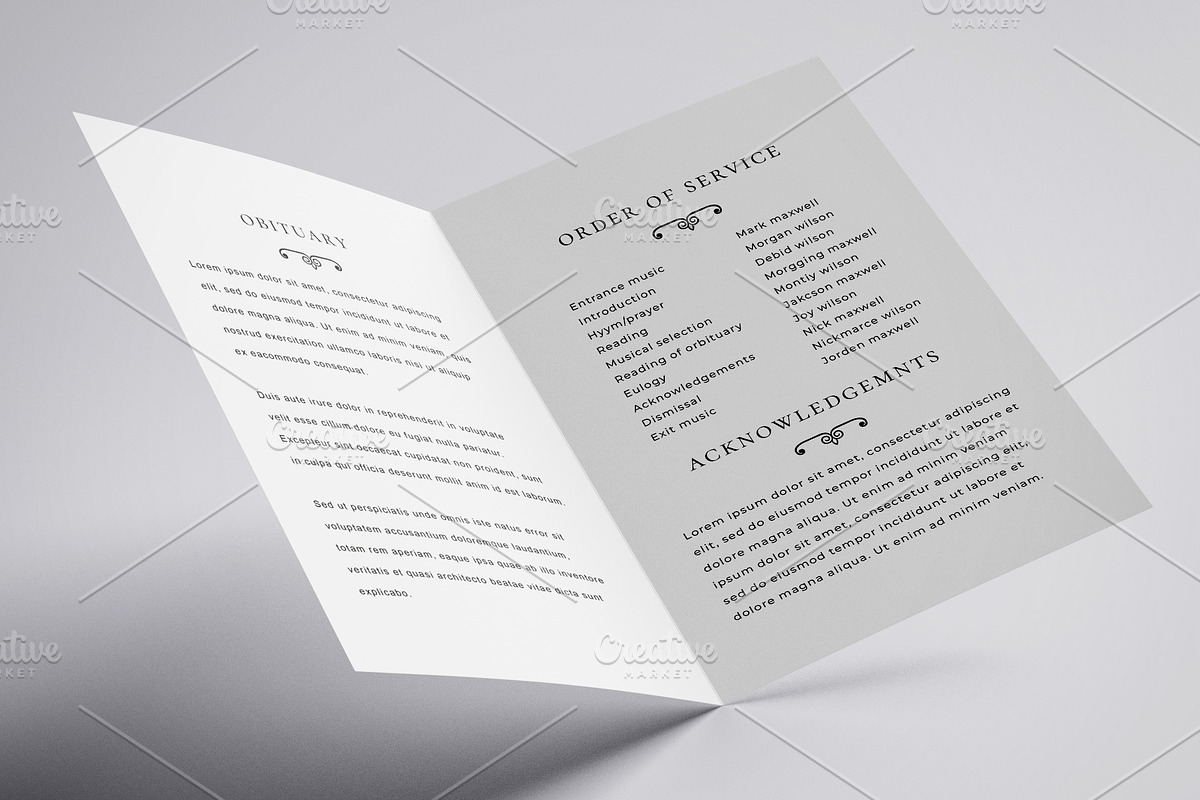 Minimalist Funeral Program Template, a Brochure Template by Madhabi Studio (Photo 4 of 5)