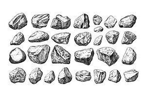 Engraving rocks. Gravel boulders and, an Object Illustration by Stock-Smart-Start