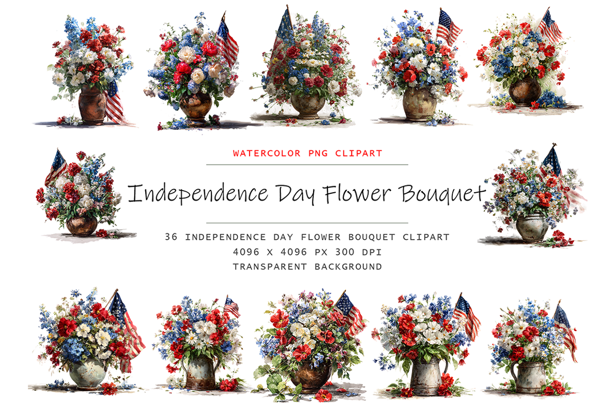 Independence Day Flower Clipart, a Decorative Illustration by stickermadness (Photo 1 of 4)