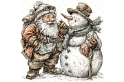 Santa and Snowman Clipart JPG, a Seasonal Illustration by Memories By Lea (Thumbnail 16 of 18)