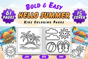 Bold & Easy Hello Summer Coloring, a Seasonal Illustration by Neon Studio