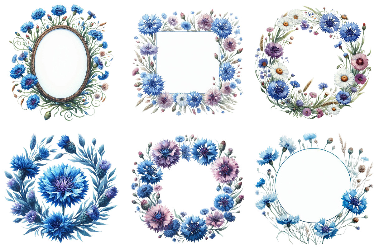 Cornflower Floral Frames Clipart, an Illustration by Daily.Designs (Photo 5 of 5)