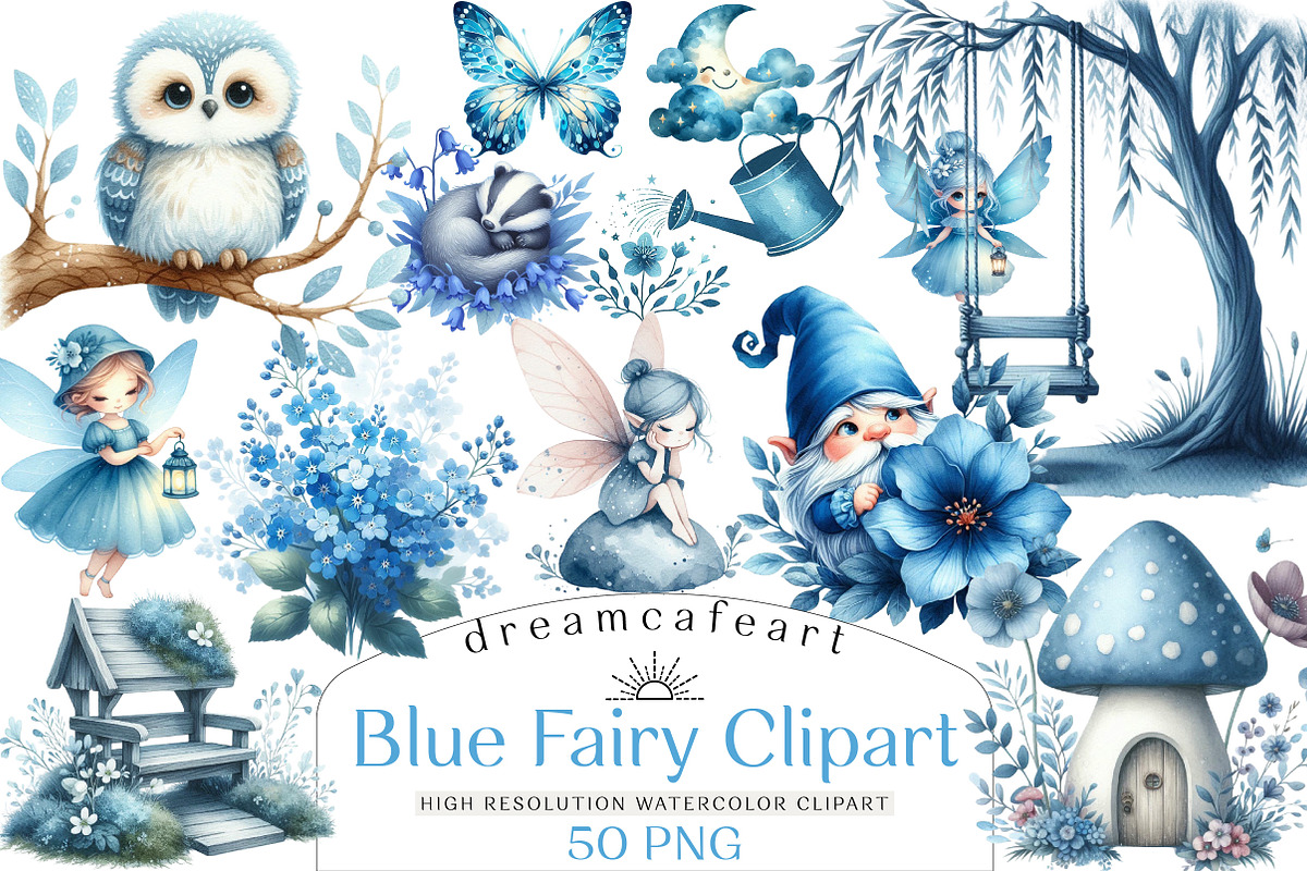 Blue Fairy Clipart, an Illustration by DreamCafeArt (Photo 1 of 6)