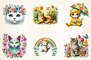 Spring Cats Sublimation Clipart, an Animal Illustration by DreamArtGraphic (Thumbnail 4 of 4)