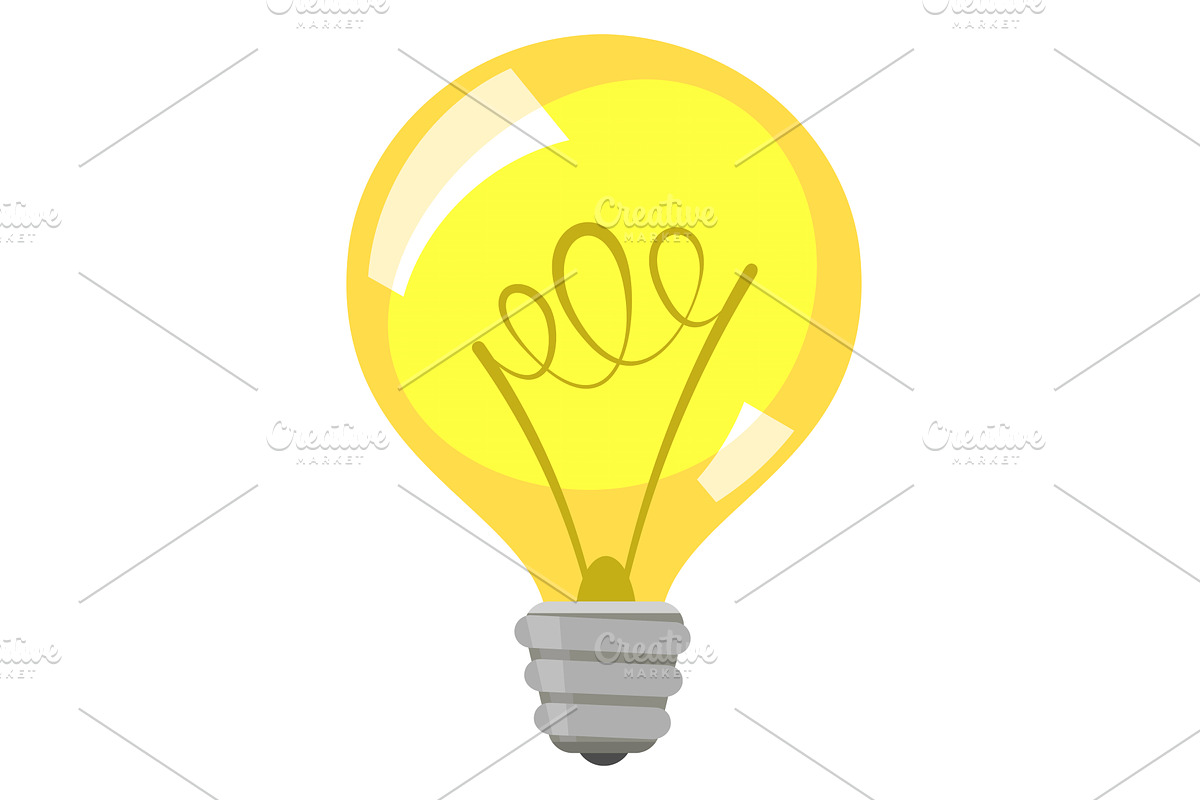 Light bulb with filament on white, an Object Illustration by innakreativ