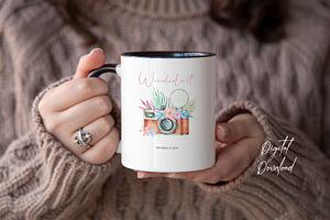 Mug With Black Handle Mockup