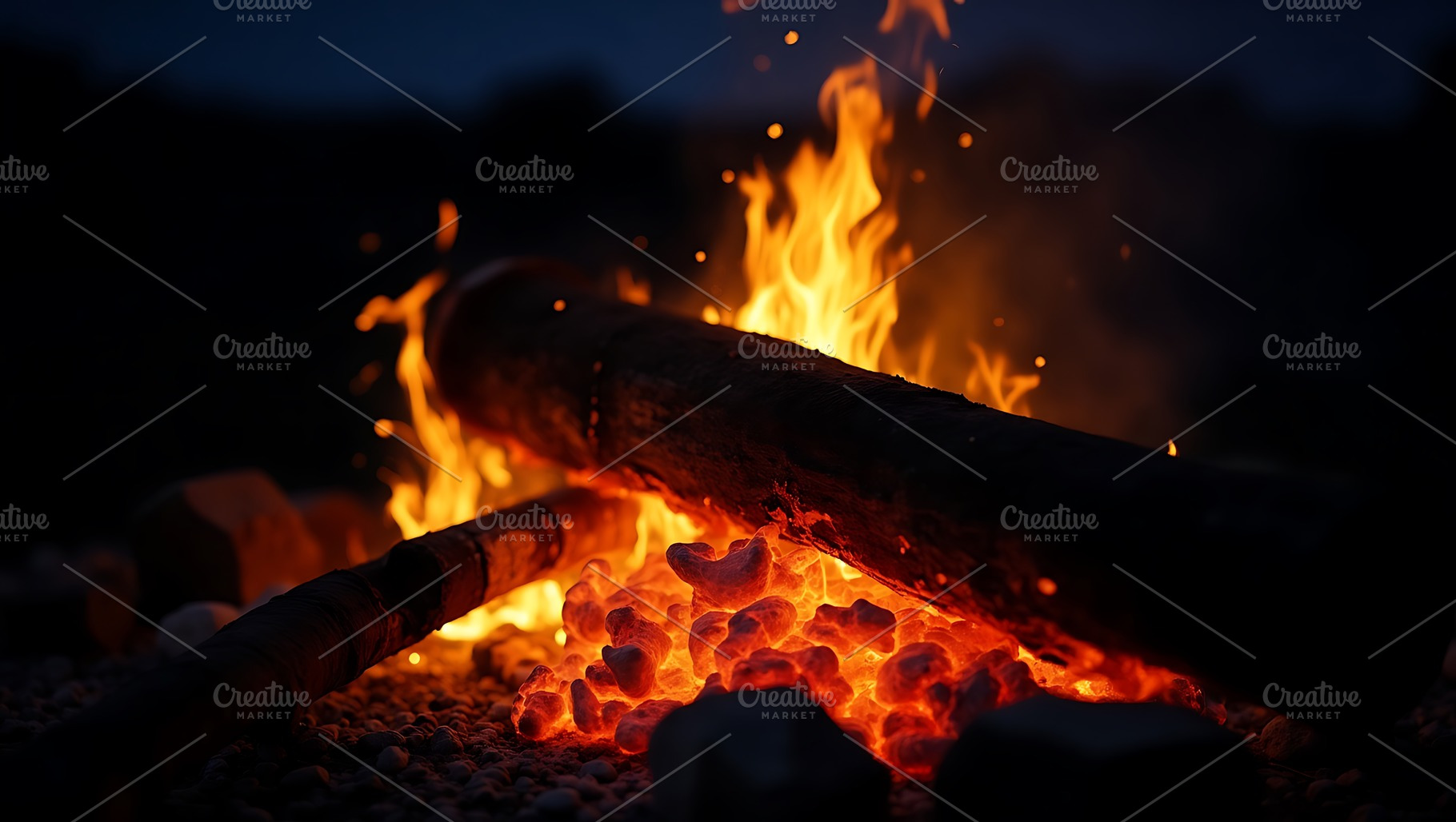 Vibrant campfire flames crackling in, a Background Photo by Artonix