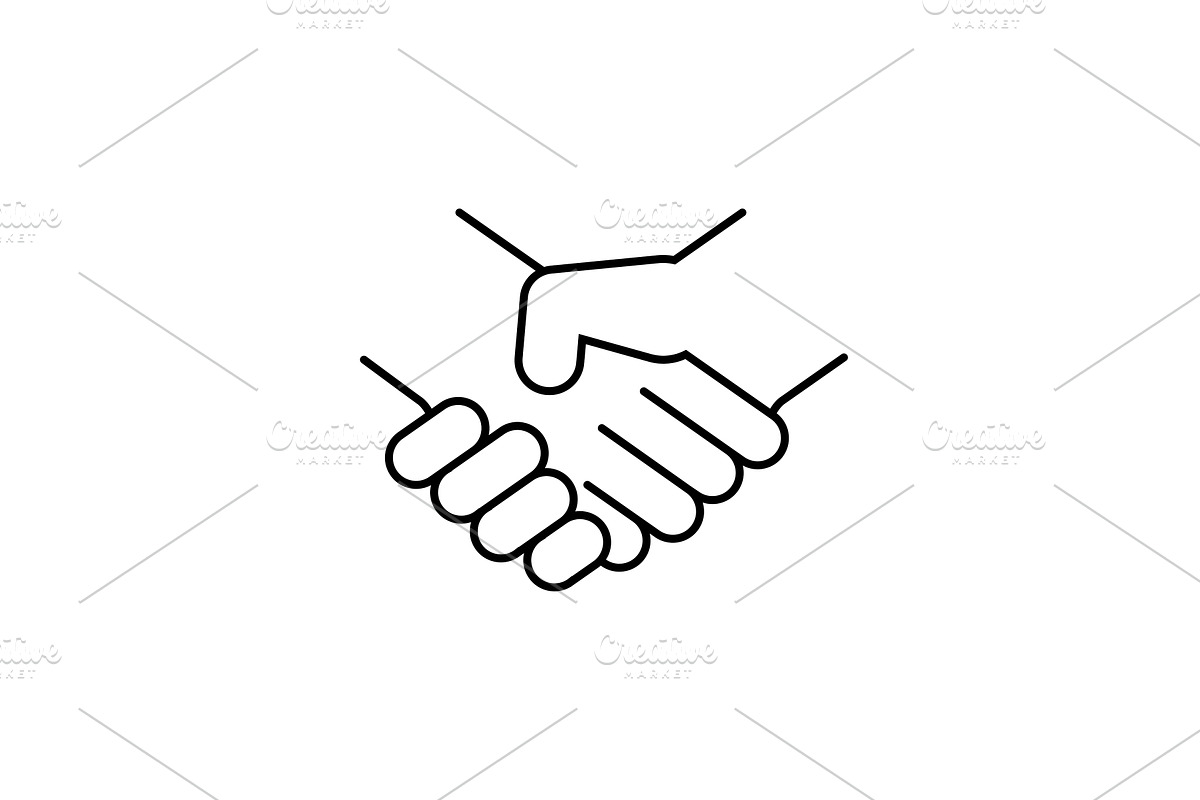 Handshake line icon. Agreement, an Object Illustration by Saggitarius