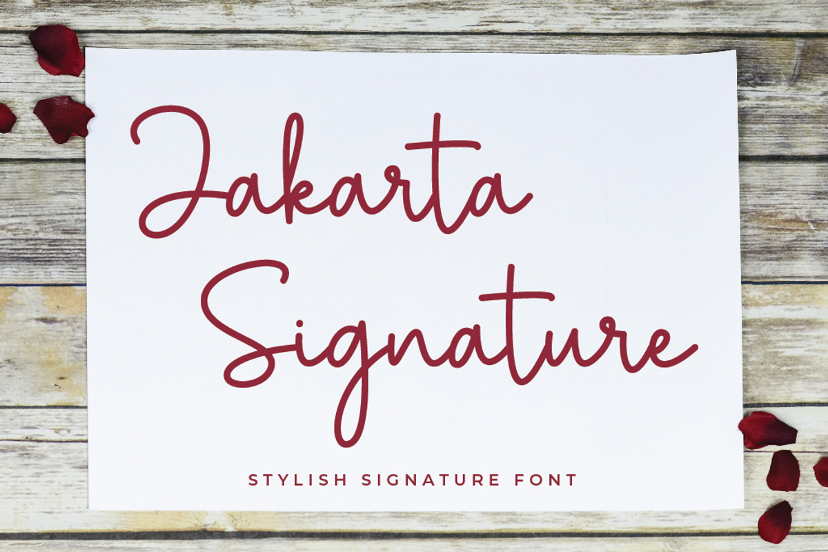 Jakarta Signature Font, a Script Font by Cherryline Master (Photo 1 of 7)