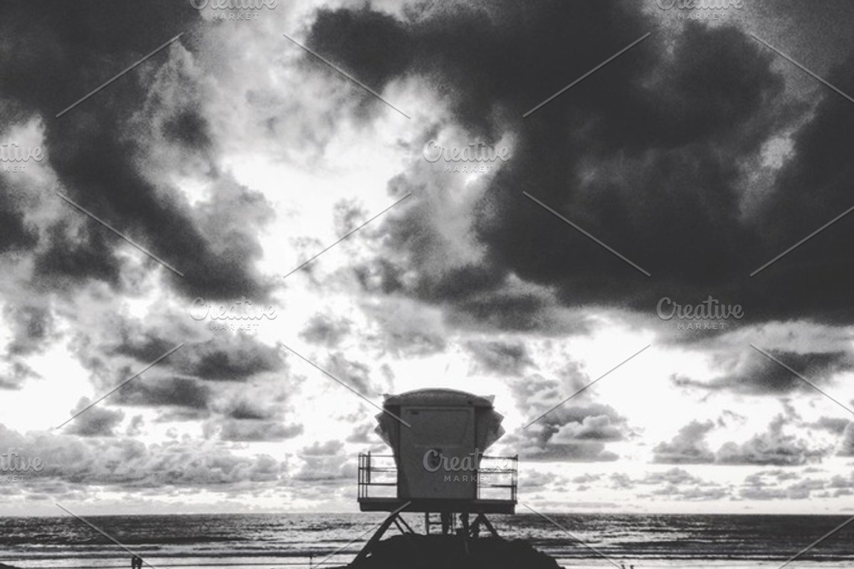 Black and white sunset lifeguard, a Nature Photo by ARTPLAY STUDIO (Photo 1 of 2)