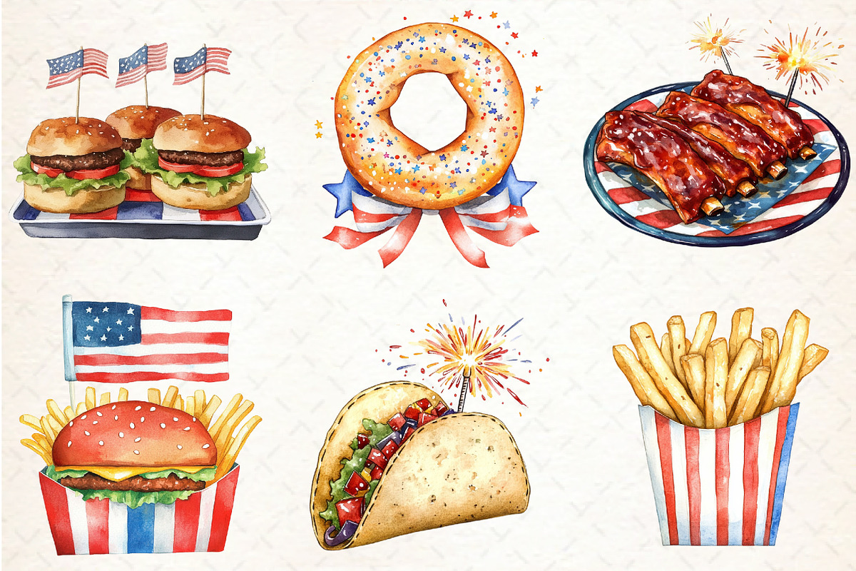 Fast Food for 4th of July Clipart, an Illustration by Libby Wishes (Photo 6 of 6)
