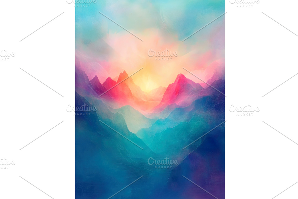 Vibrant abstract landscape with, an Illustration by Lermont51