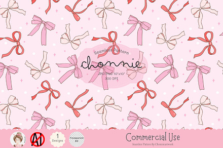 Whimsical Coquette Valentine's Bow, a Pattern Graphic by Chonnieartwork