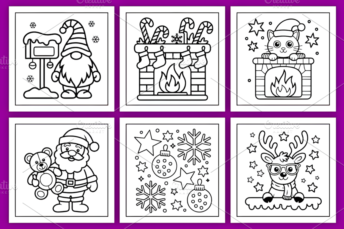 Bold & Easy Christmas Coloring Pages, a Seasonal Illustration by Design Station (Photo 2 of 4)
