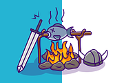 Grilled Fish With Sword And Helmet, a Food Illustration by Artstorystudio (Thumbnail 2 of 3)