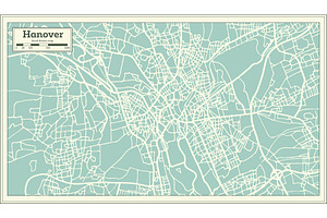 Hannover Germany City Map In Retro