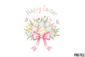 Easter Eggs Coquette Bow, Happy East, an Illustration by CraftArtStudio