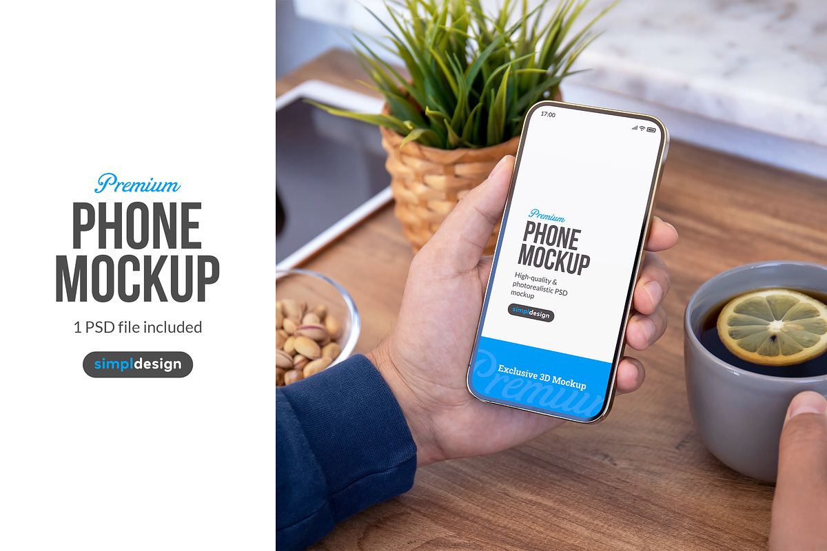 Lemon Drink Phone Mockup, an iPhone Mockup by SimplDesign (Photo 1 of 2)