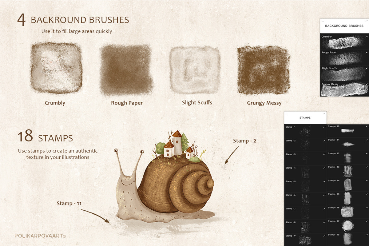 Grungy Textures - brushes & canvases, a Brush Add-On by polikarpovaart (Photo 7 of 17)