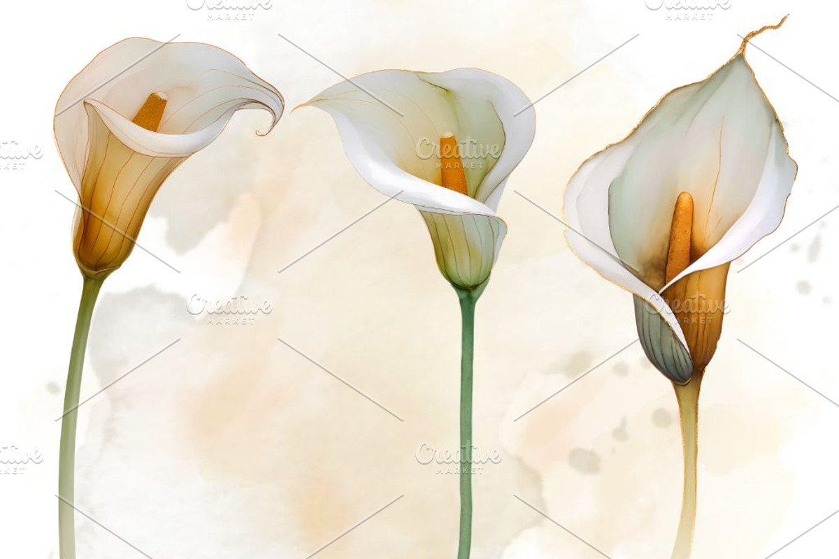 Calla Lily Watercolor Clipart Set, a Decorative Illustration by Floraphoria (Photo 5 of 10)