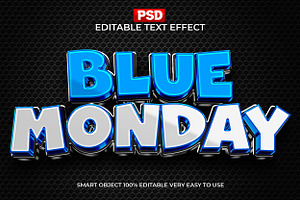 Blue Monday 3D Text Effect PSD, a Layer Style Add-On by Design Fly