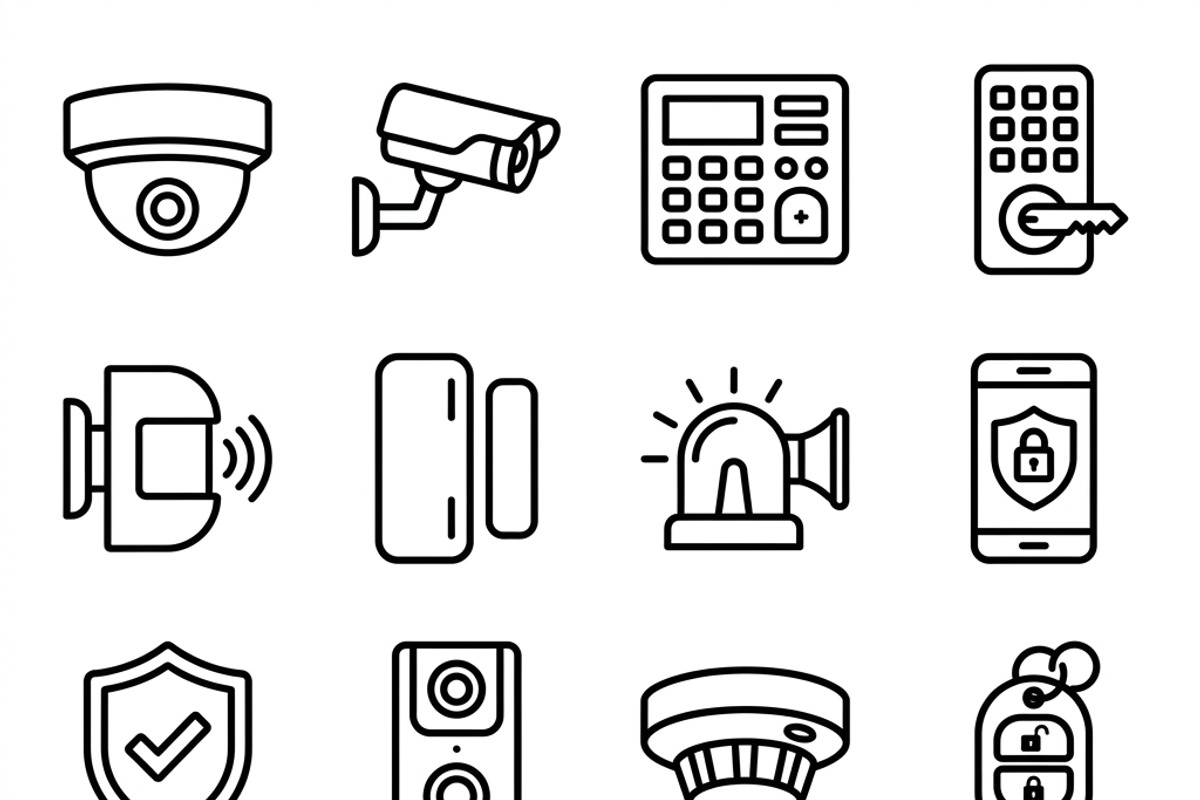 41 Home Security Icon Set, an Outline Icon by adenpinkstore (Photo 1 of 16)