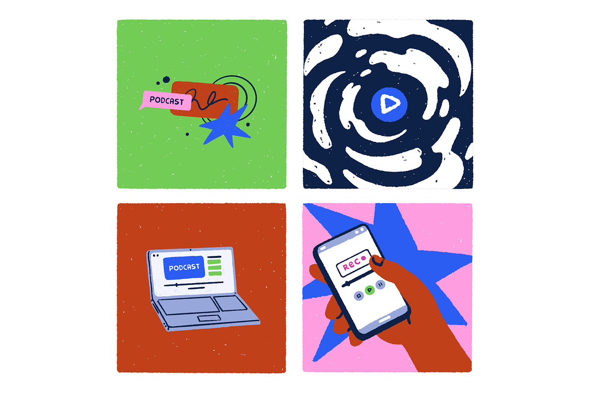 Podcast cover designs, streaming set, an Object Illustration by Good Studio (Photo 5 of 10)