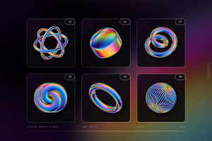 Iridescent Geometric 3D Shapes Vol.3