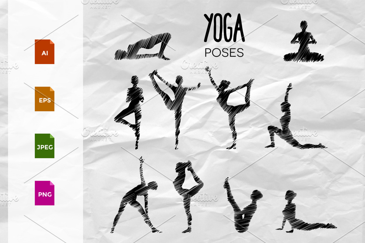 Yoga Poses, a Healthcare Illustration by Yulia