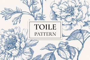 Toile Blue Floral Patterns