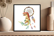 Watercolor Dinosaurs Boho Clipart, an Illustration by DreamCafeArt (Thumbnail 4 of 5)