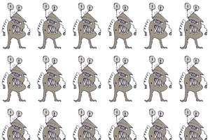 Sketchy monster drawing motif seamelss pattern, a Pattern Graphic by DanFLCreativo