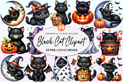 Nursery Halloween Black Cat Clipart, a Graphic by CitraGraphics (Thumbnail 1 of 4)
