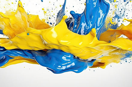 Abstract paint splashes isolated on white background. Ukraine co, a Background Photo by AS photostudio