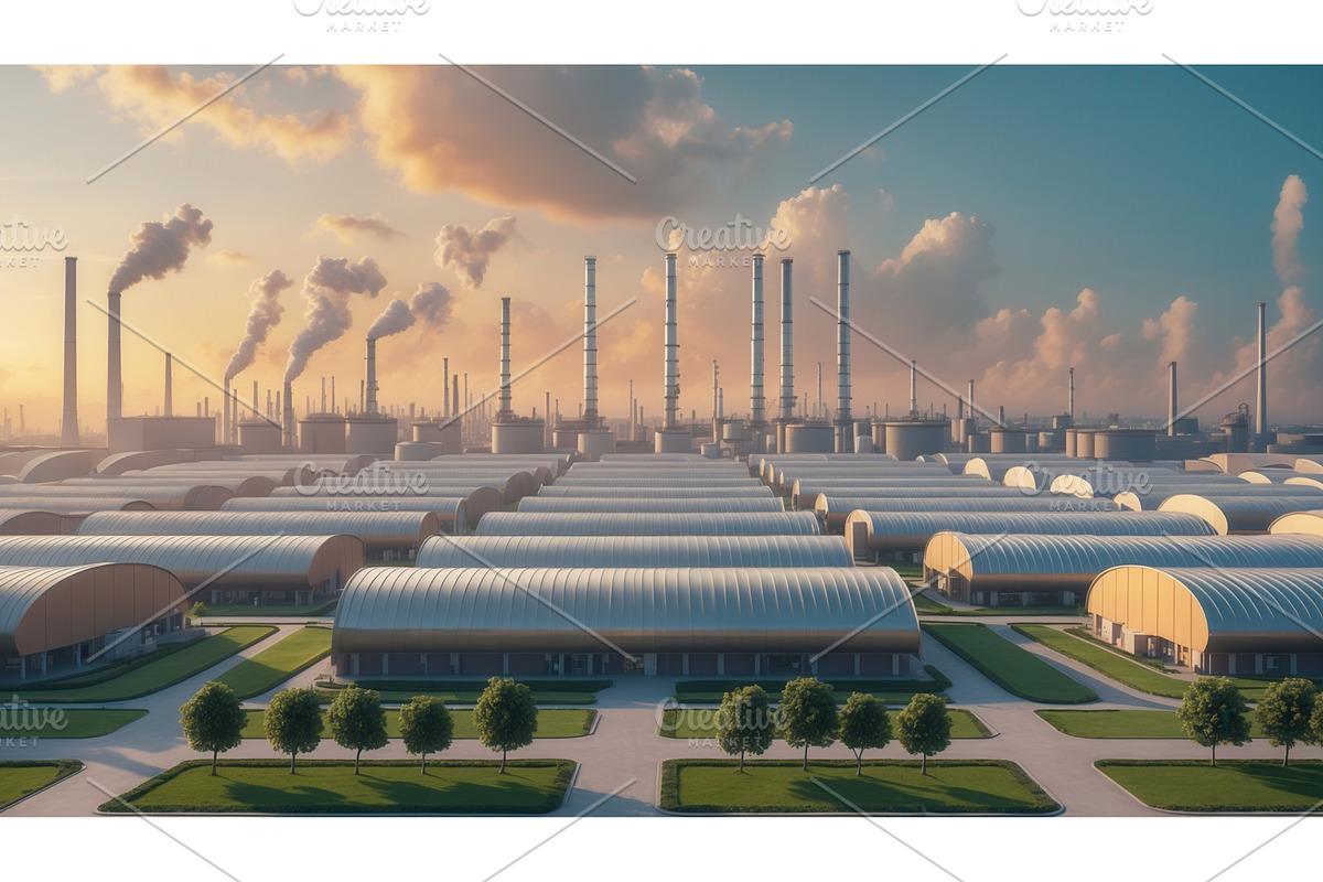 Industrial complex with modern, an Illustration by tilialucida