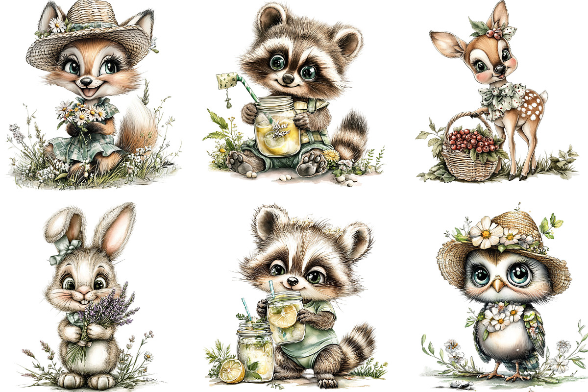 Summer Woodland Animals Clipart, an Illustration by Designking (Photo 4 of 5)