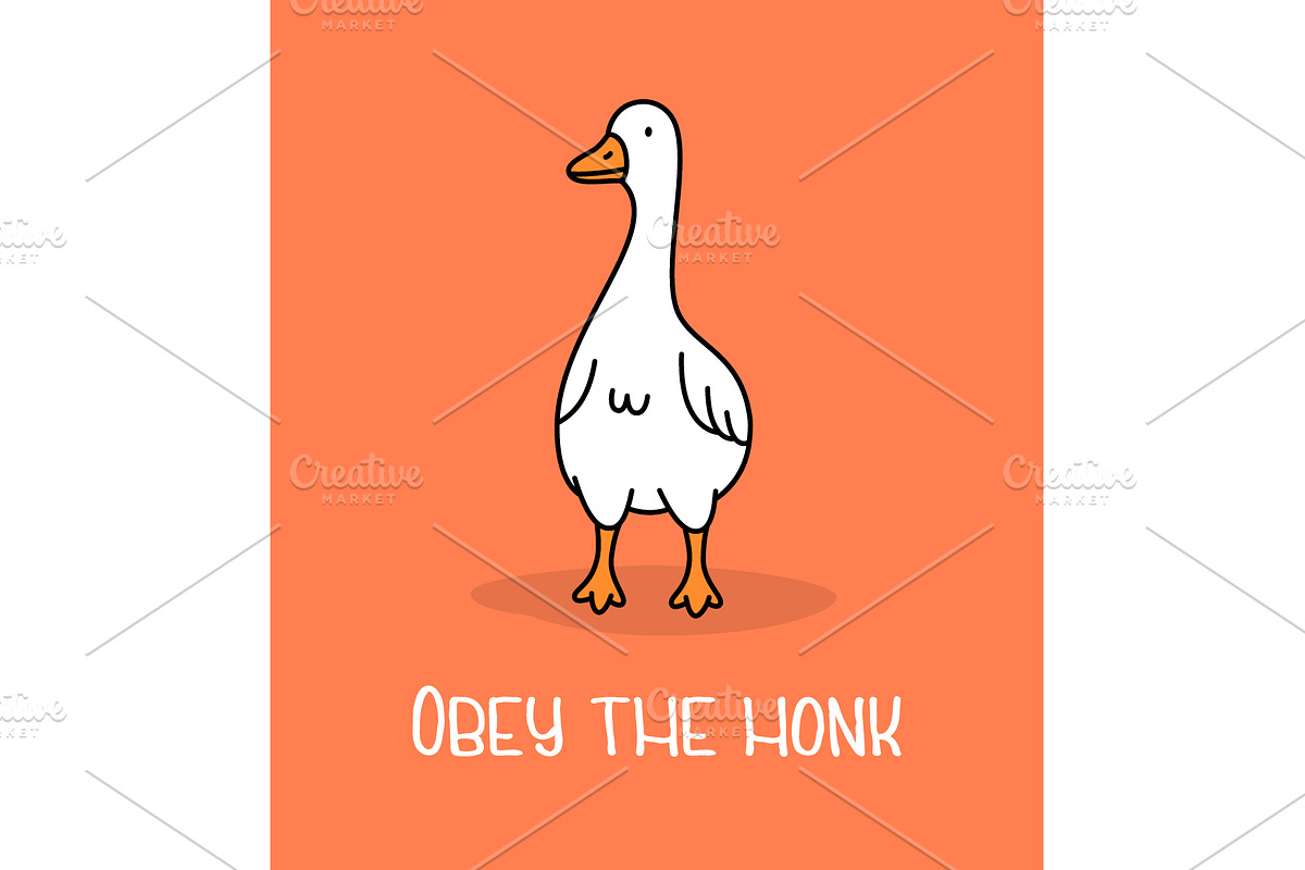 Goose illustration with phrase OBEY, an Animal Illustration by GraphiShop