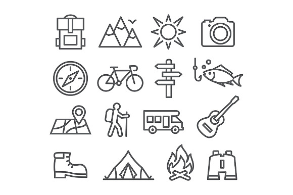 Camping Line Icons