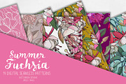 Summer Fuchsia Seamless Pattern Set, a Pattern Graphic by Sketchbook Designs (Thumbnail 7 of 10)